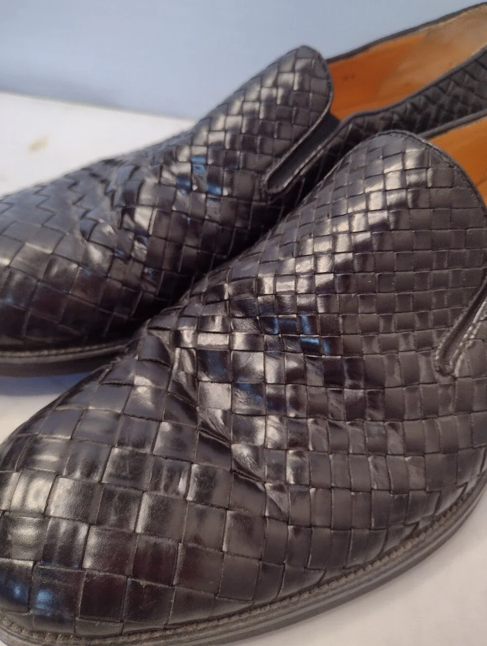 Mezlan Mens Manhattan Woven Leather Tuxedo Dress Loafers 9.5 Handmade Spain A31
